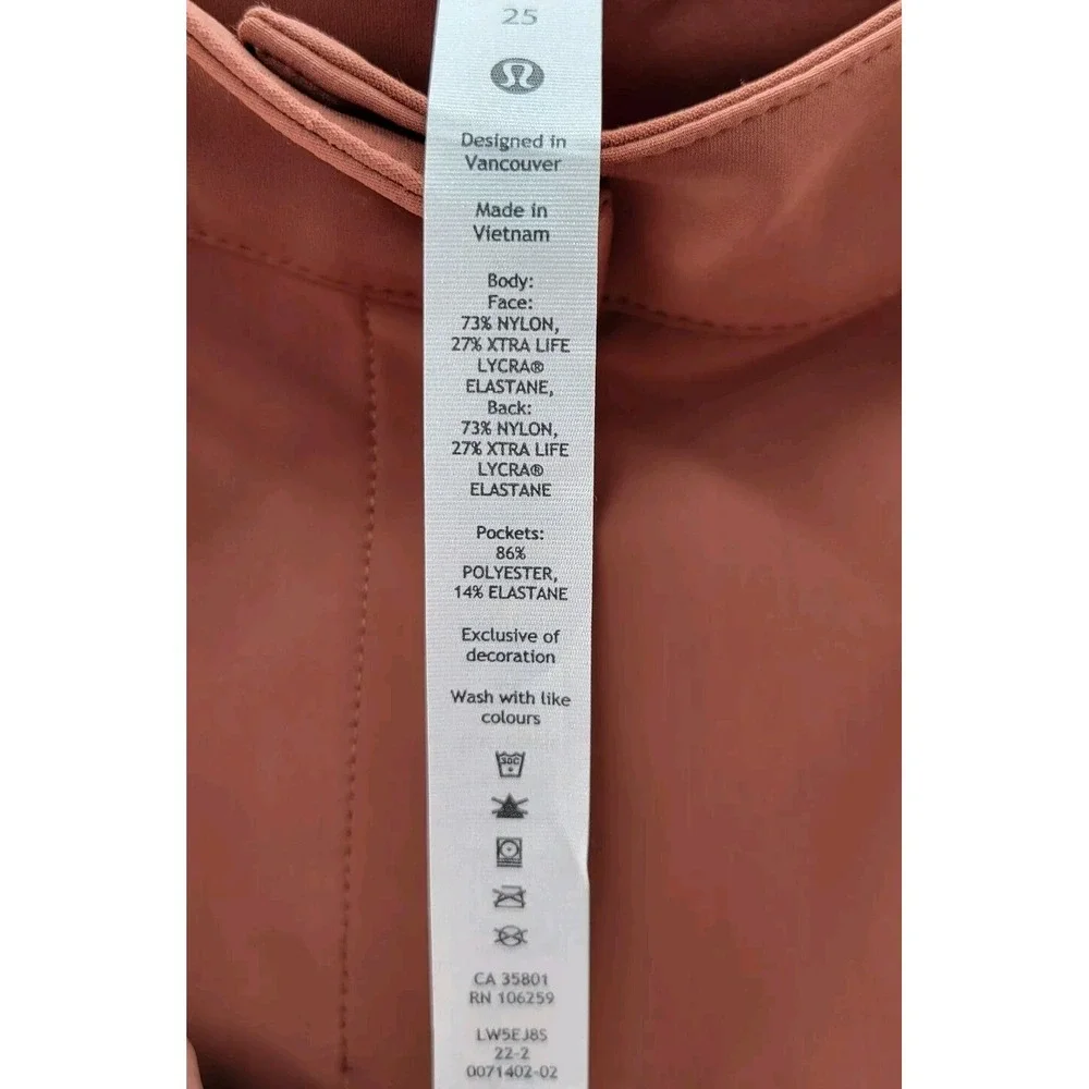 Lululemon Woman's City Sleek Slim Fit HR‎ Pant | Size 25 | Copper/ New With Tags